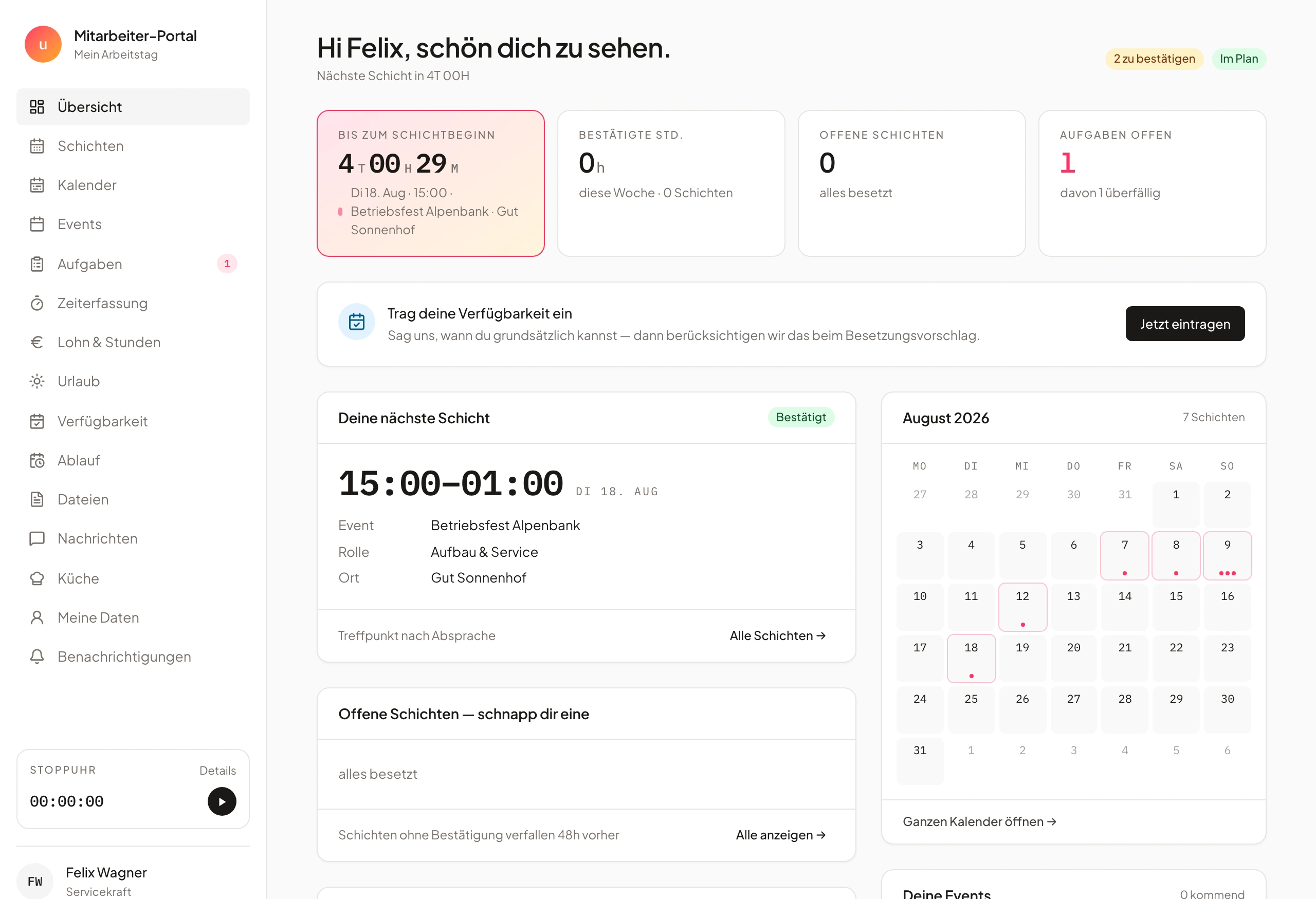 Portal für Mitarbeitende und Partner in Univents