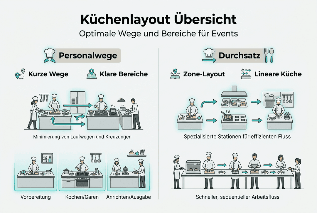 Übersicht: Küchenplanung und optimale Laufwege für das Personal