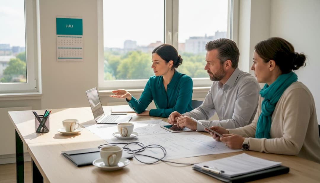 Das Team prüft, welche digitalen Anwendungen im Büroalltag am besten funktionieren.
