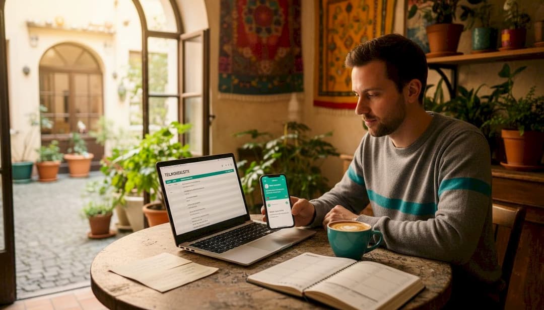 Ein Eventmanager plant und organisiert Veranstaltungen am Computer direkt vom Büro aus.