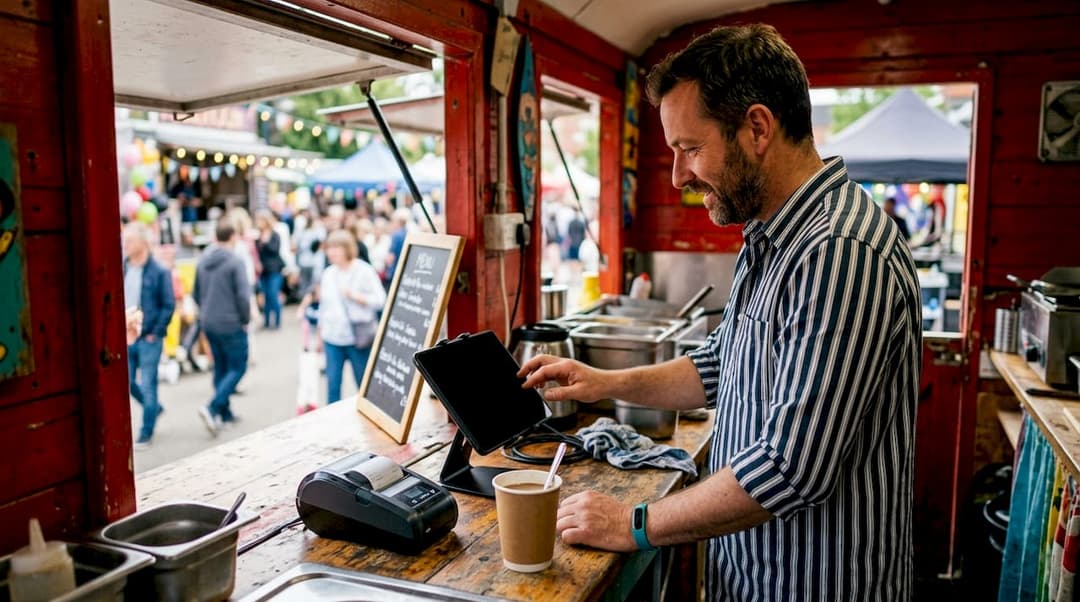 Ein Foodtruck-Betreiber führt ein Bestellsystem per Tablet ein.