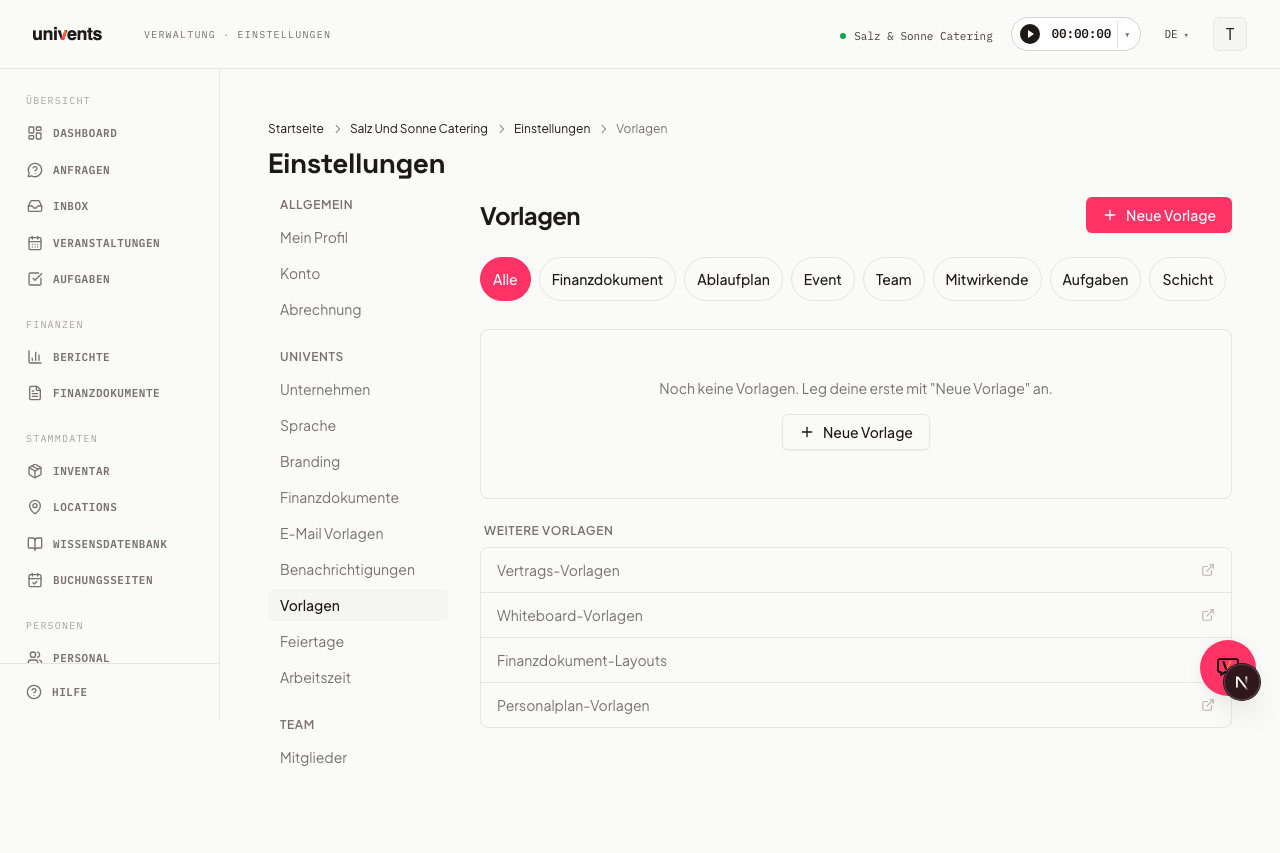 Working with Templates in Univents