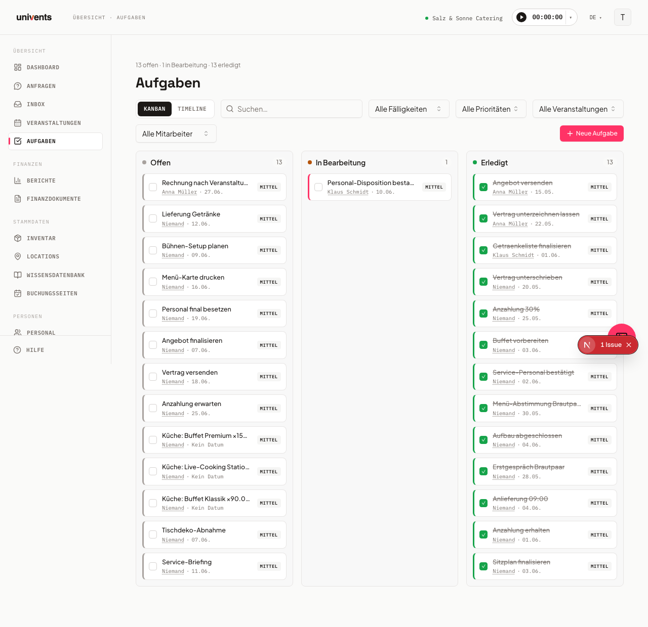 Tasks: create & manage