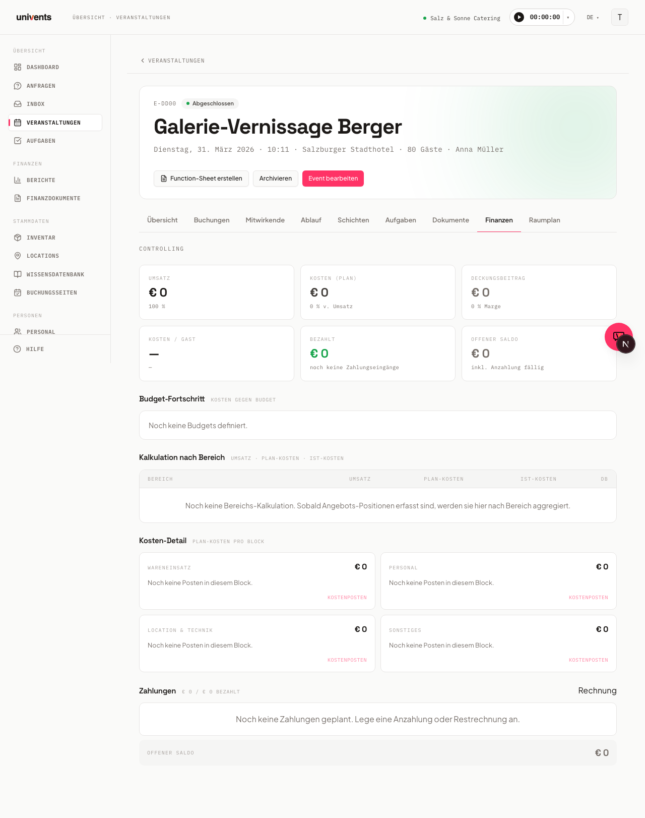 Event-Finanzen: Umsatz, Kosten & Marge je Event