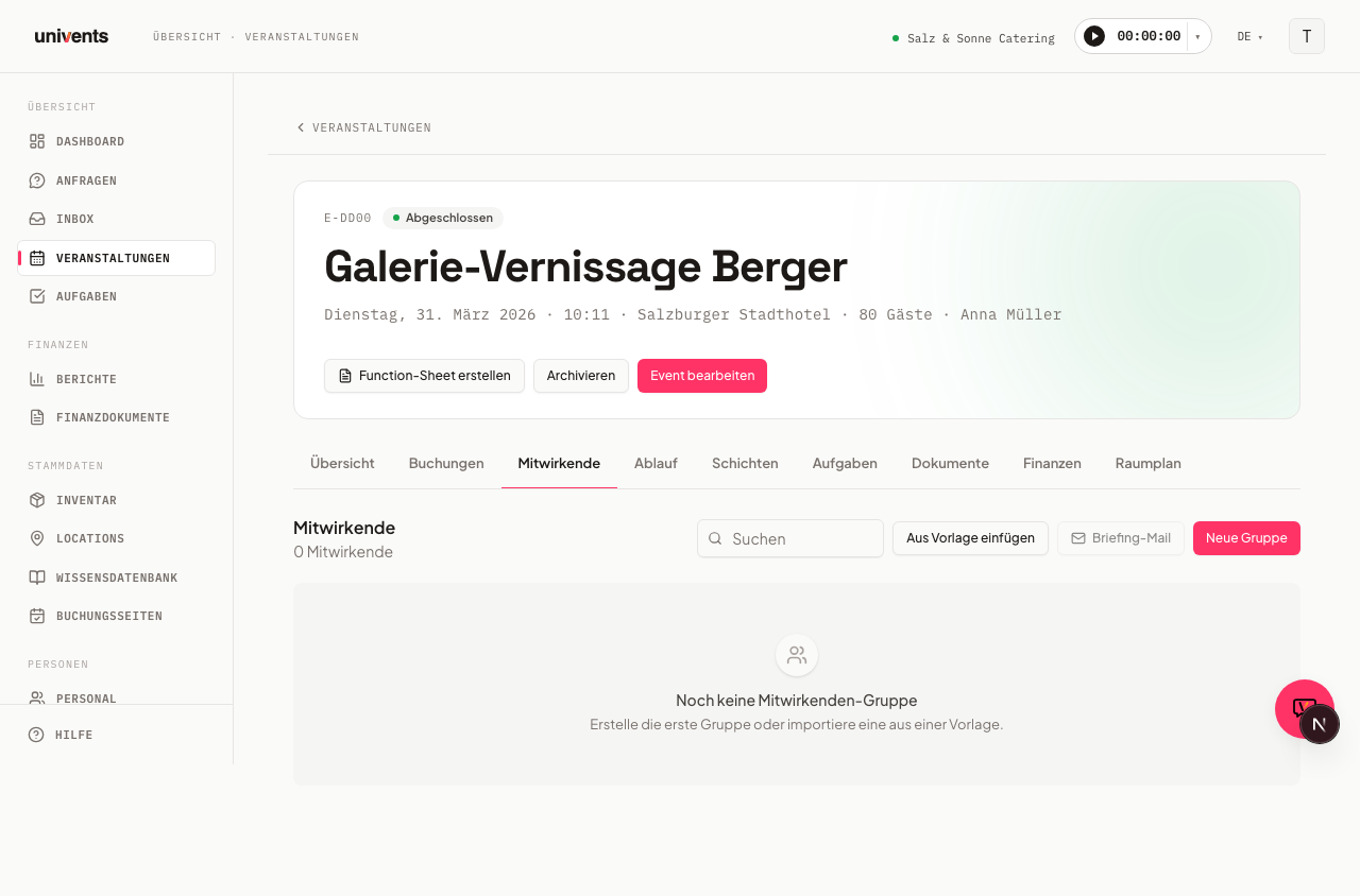 Managing Contributors in Events