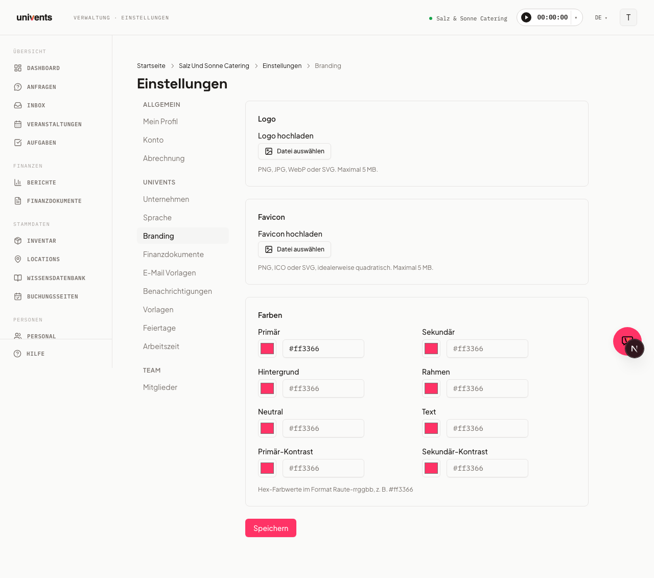 Set up branding (logo, colors)
